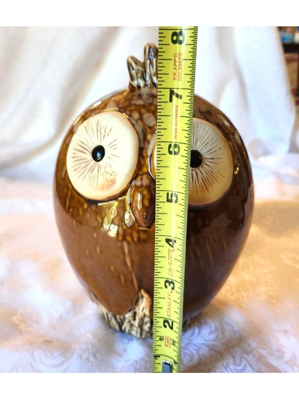 Vintage 1970s Ceramic Owl Figurine Variegated Glaze Earth Tones Home Decor - Picture 6 of 7